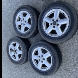 4 — 225/60r16 5x112 5x4.41 Stock Vw Passat Jetta Van Audi Mercedes Wheels Rims Good 90% Treads 2024 DOT Tires!!