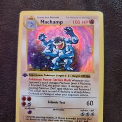 Pokemon 1st Edition Shadowless Machamp 8/102 BASE SET Pokémon WOTC LP/MP
