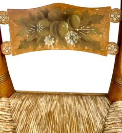 Hitchcock Chair Stencil Maple Fruit & Flower Rush Seat Pillow Back Flat Turtle