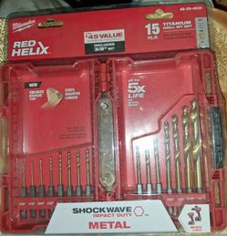15 PCs Titanium Drill Bits with Case