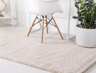 6 ft. 7 in. x 9 ft. 6 in. Large Rectangle Beige California Shag Rug