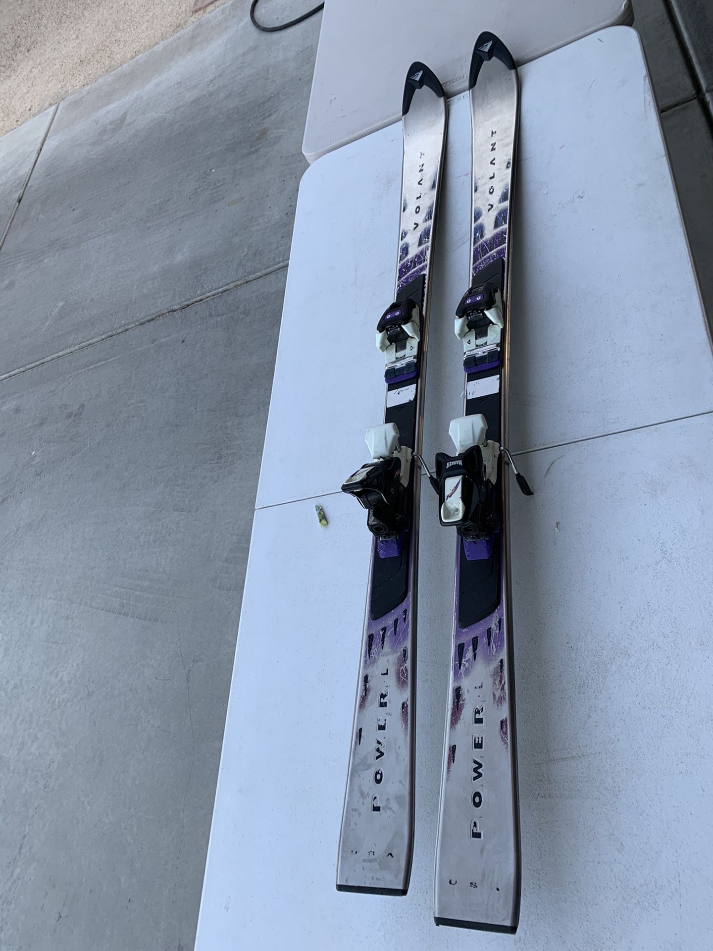 Vintage Stainless Steel Snow Skis By Volant USA With marker Bindings