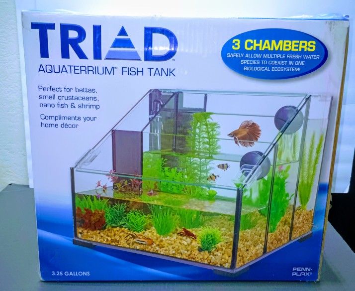 3.25 Gallons Triad Aqua terrarium Fish Tank Perfect For Bettas Small Crustaceans Nano Fish And Shrimp Compliments Your Home