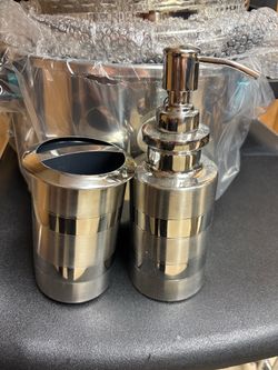 Stainless Steel Soap Dispenser and Tumbler Set