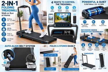 2-in-1 Folding Treadmill 3.0HP Motor