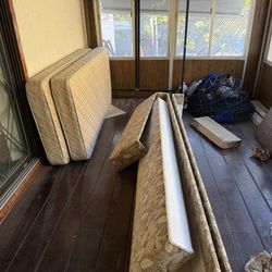 Free Queen Metal Bed Frame, 2 Twin mattresses, Valences 