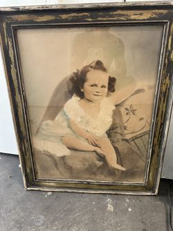 Antique Little Girl Picture 19x24