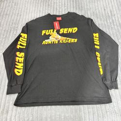 Full Send Nelk  Auntie Killers Black Long Sleeve Shirt Mens Size XL NWT