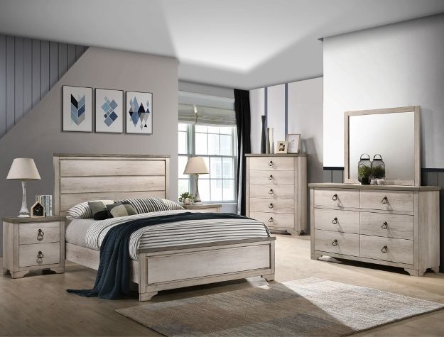 SALE!! NEW RUSTIC White Wash WOOD Bedroom Set KING QUEEN $10 DOWN
