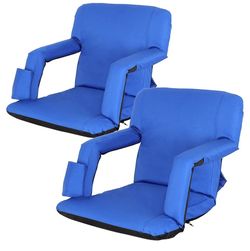 2 Pack Stadium Seats for Bleachers w/Back Support Padded Cushions