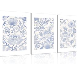 Lavender And White Vintage Floral Chinoiserie Canvas wall art Light Lilac Painting Picture Wall Decor Pale Purple Simple Peonies Poster Print Artwork 