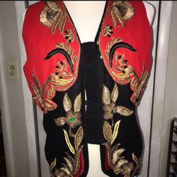 BEAUTIFUL UNIQUE RED/BLACK/GOLD VEST