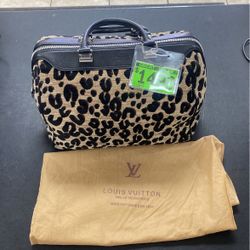 Repurposed LV Leopard clutch bag purse