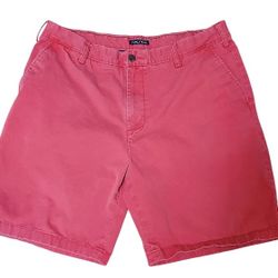 Nautica Deck Shorts Mens 38 Rust Orange Chino Flat Front Nautical Preppy READ