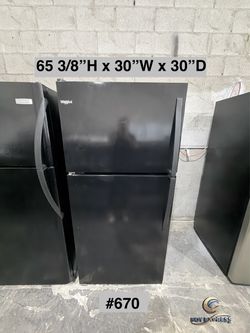 Whirlpool Black Top-Freezer Refrigerator 30”W (#670) SEE PRICE DESCRIPTION
