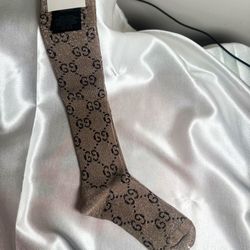 Taupe Gucci Gg Pattern Sparkling Socks 