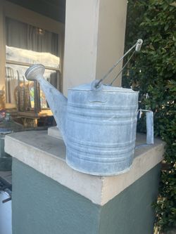 Let it pour; Vintage Real Galvanized Metal Watering Can with Rain Spout: