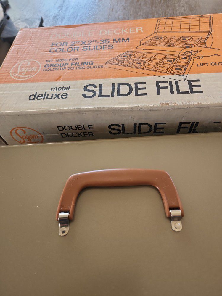 New Double Decker Metal Deluxe Slide File- Can Also  Be Used As Money ,jewelry,  Tackle  Or Tool Box,has 2 Removeable Plastic Trays And  Two Shelves  
