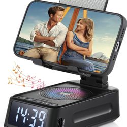 Cell Phone Stand with Bluetooth Speaker and Clock—brand New 