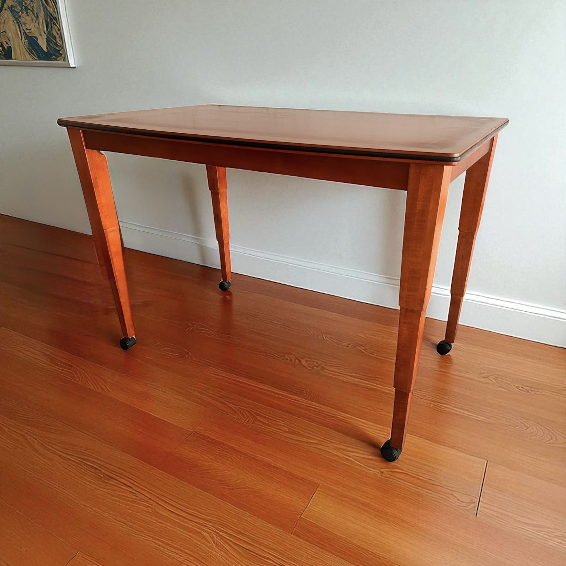 $20 for (1) Brown Modern Rectangle Desk on Wheels-42W X 37D x 30H