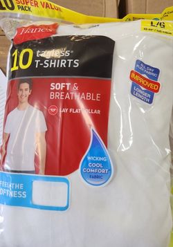 Hanes Men’s 10 Pack Tagless White T -Shirts size Large (42-44")