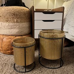 Black And Gold Metal Cane Plant Holders 