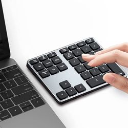Bluetooth Number Pad, Designed for Mac OS and Windows Users, Dual System Aluminum Rechargeable Wireless Numeric Keypad External Numeric Keyboard for M