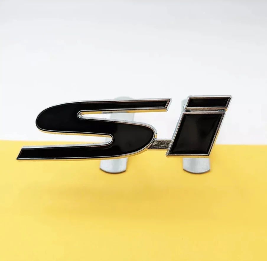 Brand New 3D Chrome Black Metal Honda Civic Si Logo Front Grille Emblem Black