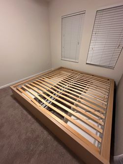 Platform King Bed Frame with Wood Slats