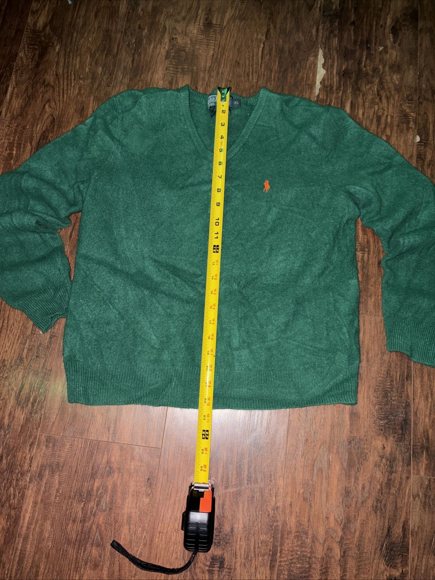 POLO By RALPH LAUREN 100% LAMBS WOOL V NECK SWEATER Size Xl