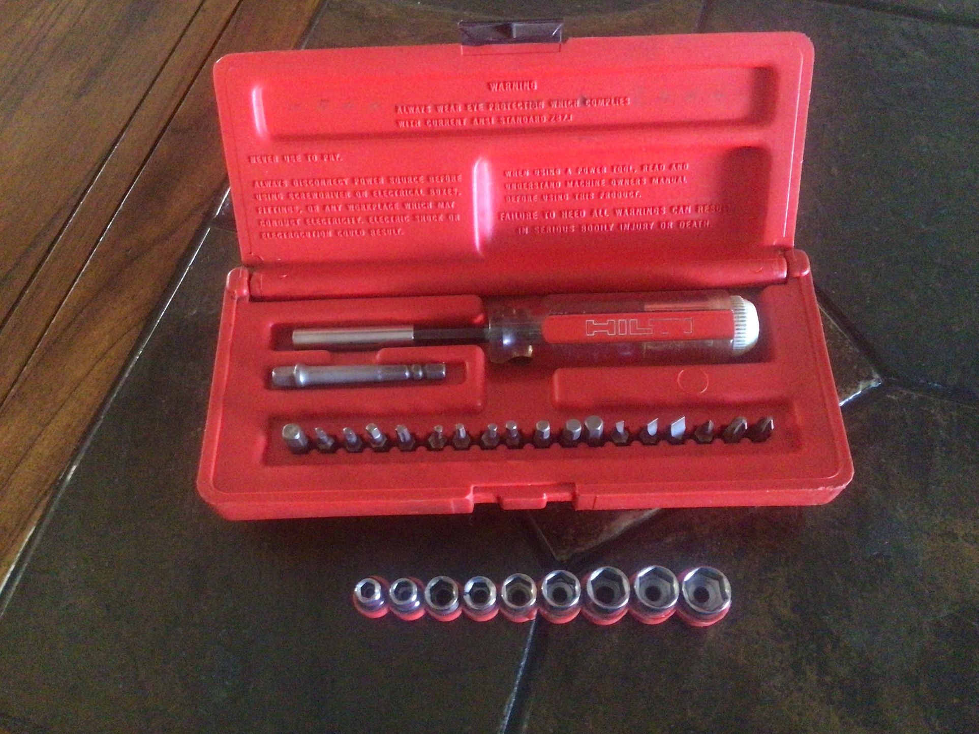 Hilti Magnetic Screwdriver Set With 18 Bits, Plus 9 Pcs Metric Socket Set