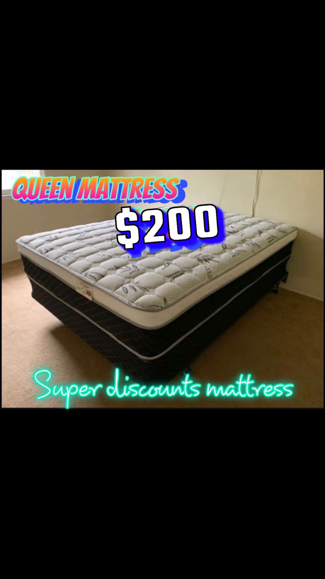 Queen Size Pillow Top Mattress With Box Spring 