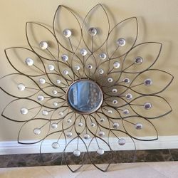 Metal wall art with Small mirror in middle