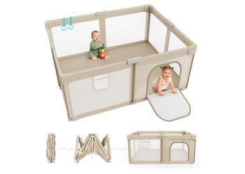 Foldable Baby Playpen 65"x50", Portable Playpen for Babies and Toddlers
Portable Playpen, Breathable Mesh, No Assembly, 2 Pulling Handles, With Carry 