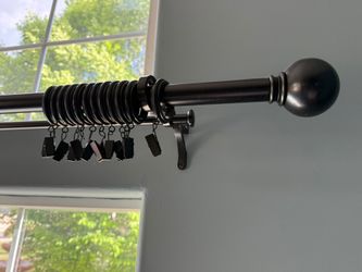 Pottery Barn Double Curtain Rod Set (96"–120") with Clip Rings & Holdbacks – Antique Bronze