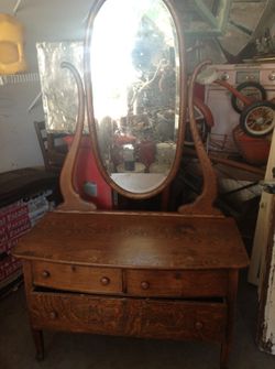 Antique oak princess dresser
