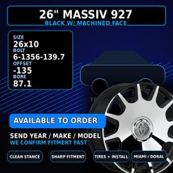 🔥 26" MASSIV 927 WHEELS — BLACK W/ MACHINED FACE 🔥