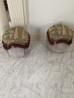 Two Beautiful Tapestry Top Ottomans (Price is For Both)