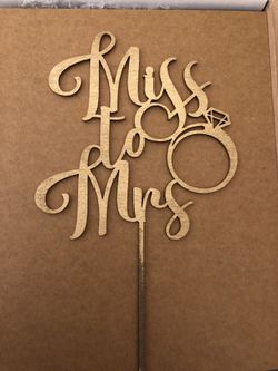 Miss to Mrs cake topper GOLD glitter
