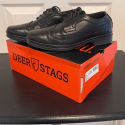Black Dress Shoes Wing Tips Size 3.5 Kids/Youth by Deer Stags 