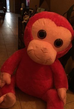 Huge Stuffed Pink Monkey about 3 feet tall