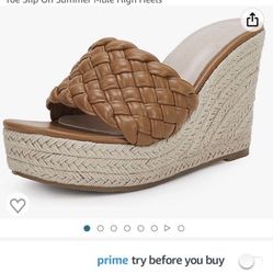 NEW IN BOX Open Toes Sandal Wedge Platform Heel Braided Brown Leather Pool Summer Party Comfortable Shoes Size 9 Women’s Shoes