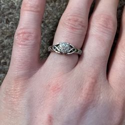 Diamond and White Gold Trinity Knot Engagement Ring