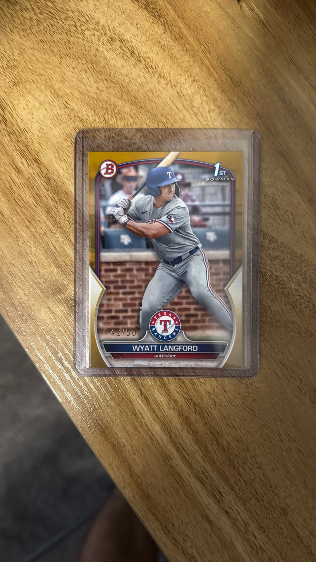 Wyatt Langford Bowman 1st Gold /50 Baseball Card