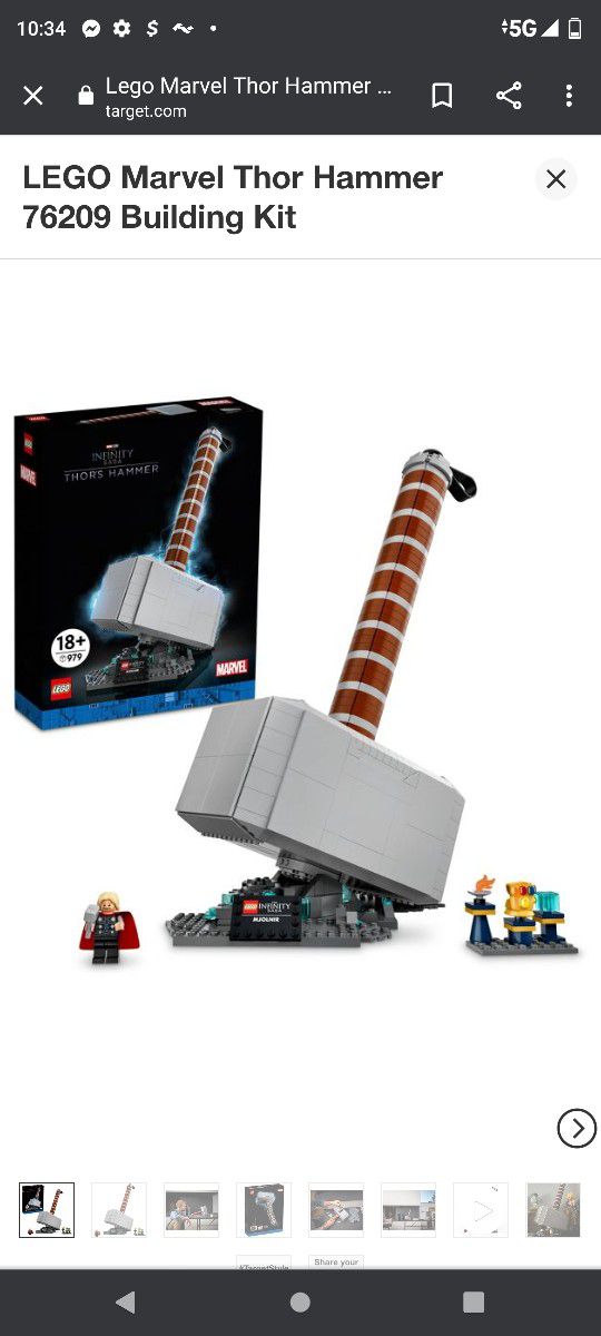 LEGO Marvel Thor Hammer 76209 Building Kit


