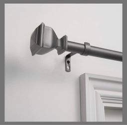 Exclusive Home Napoleon 1" Adjustable Curtain Rod Set, Gunmetal, 36"-72"