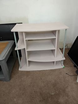 Pink blush TV Stand with Shelves
