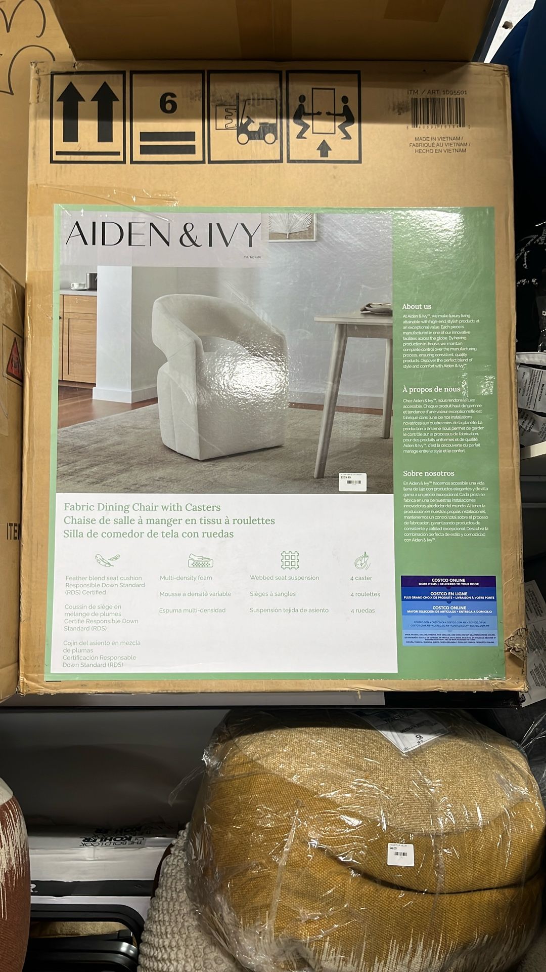 Fabric Dining Chair With Casters