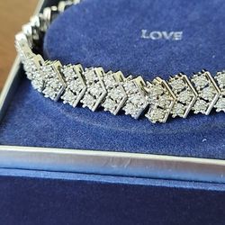 Sterling Silver 925 Simulated Diamond Tennis Bracelet 