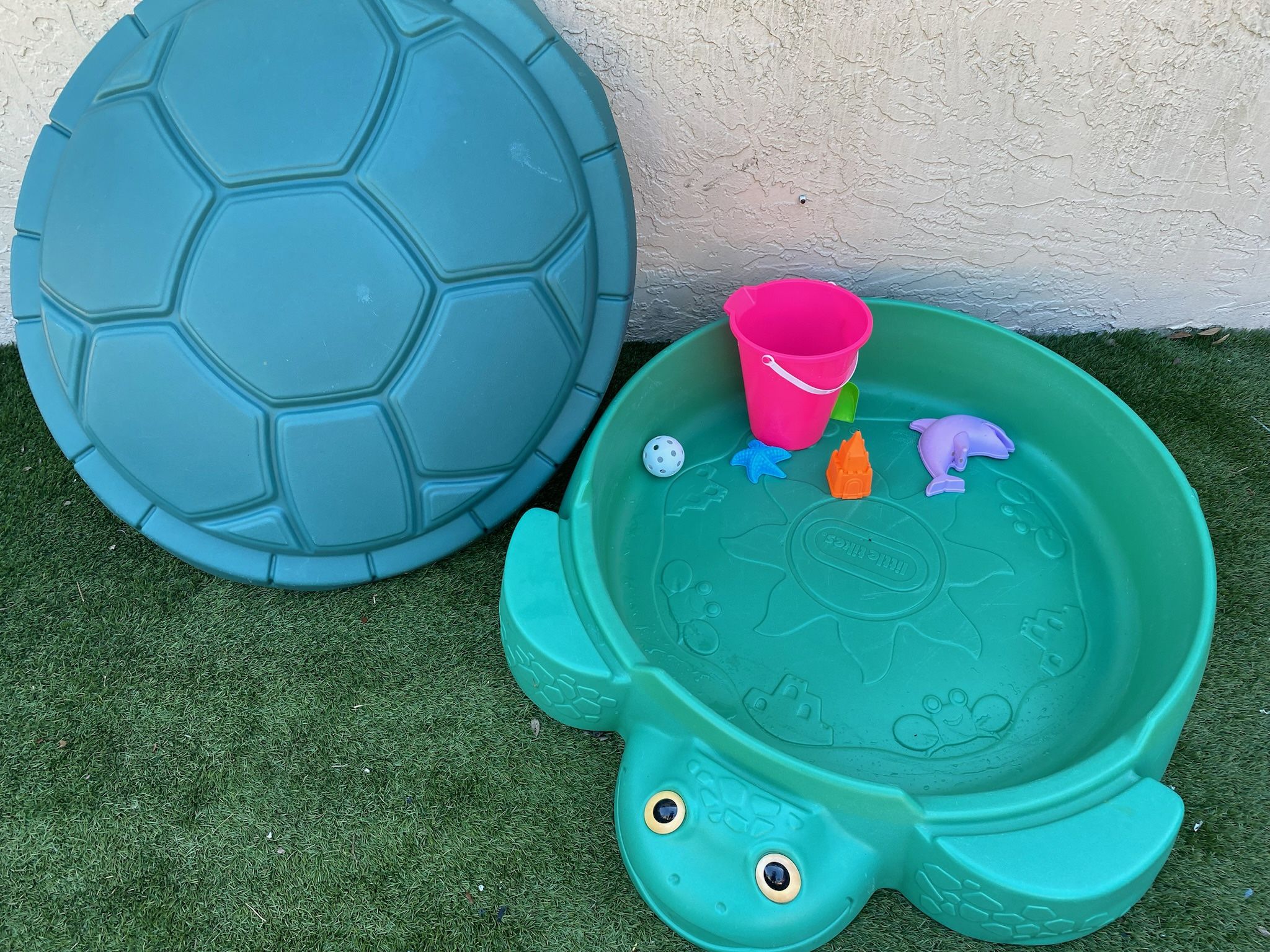 Giant Turtle Toddler Sandbox Or Baby Pool With Lid & Accessories - See My Other Items π